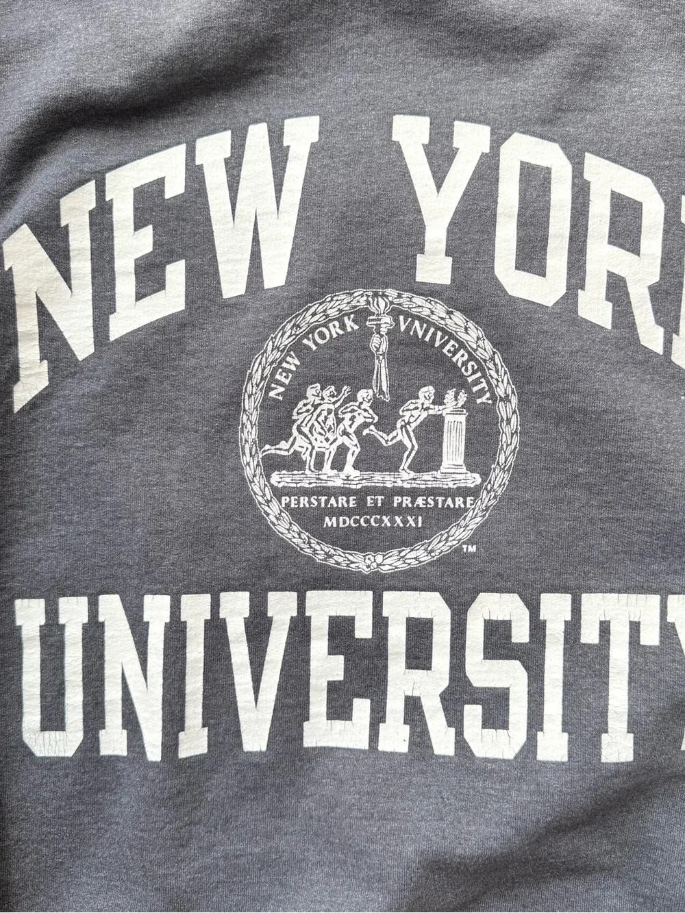 Champion NYU New York University Sweatshirt XL Distressed Collegiate Crewneck